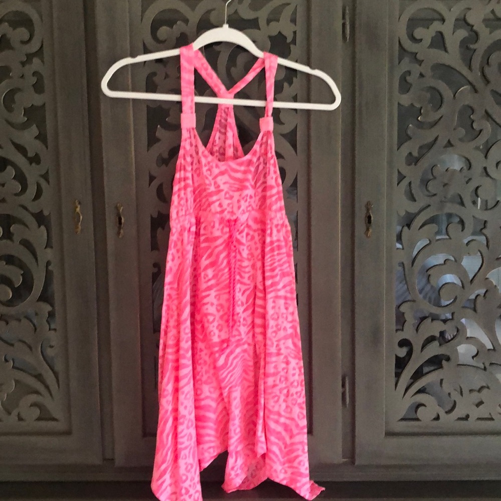 Justice beach pink print coverup dress girls 12